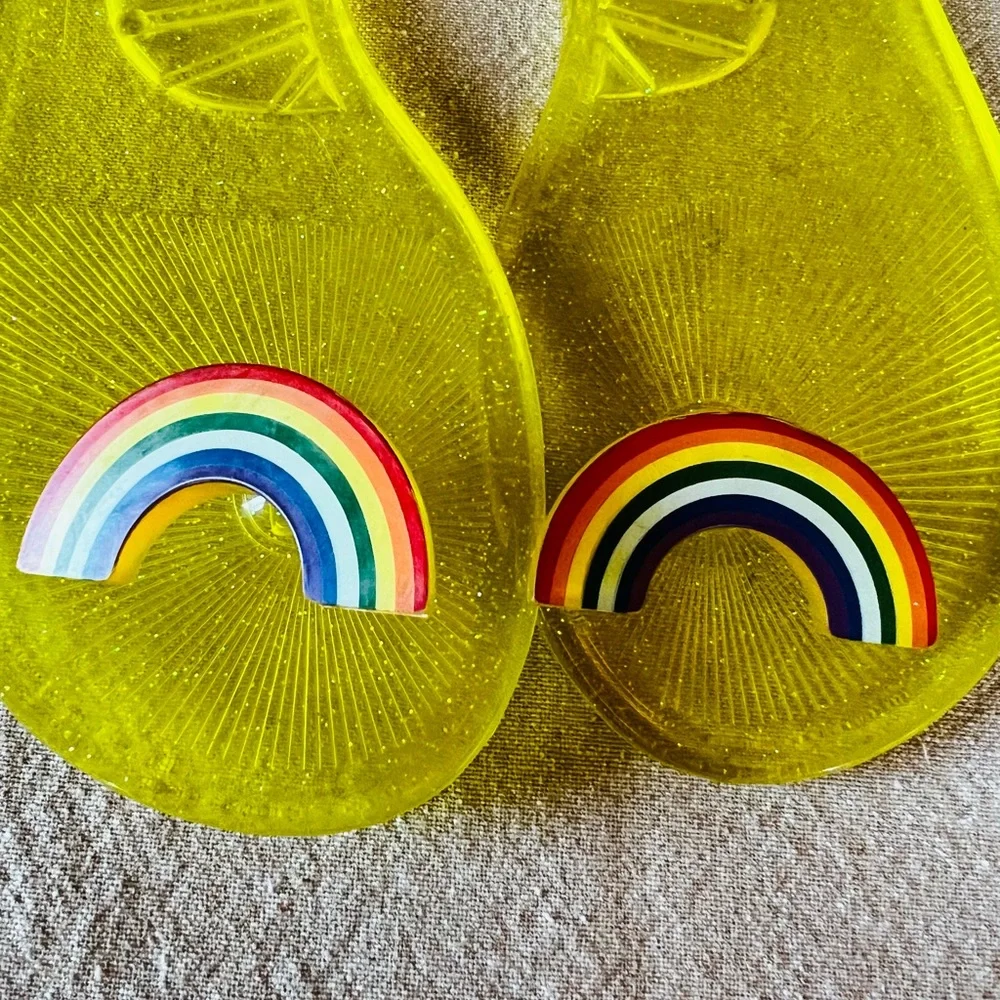 Katy Perry Collections Yellow Jelly Toe-Ring Sandal with Rainbow Detail - Picture 10 of 11